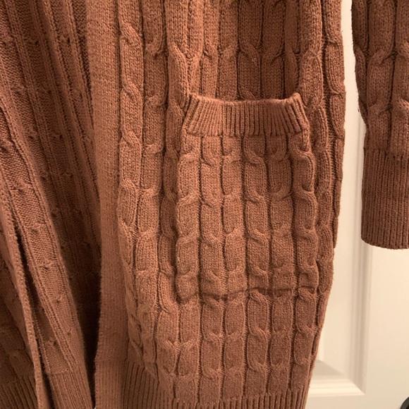 Knitted brown long cardigan - Cleo brand - Picture 5 of 7